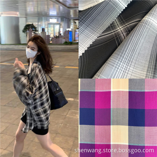 Fashion Design Plaid Dyed Yarn Rayon Checked Fabrics